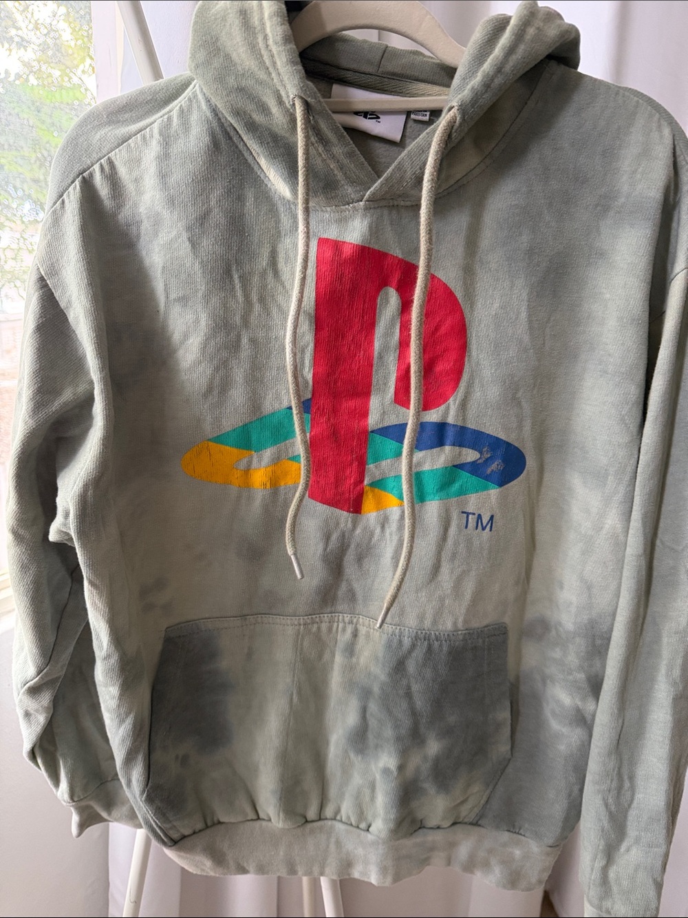 Nintendo Sage Green Men's Zip-Up Sweater with Multicolor Logo